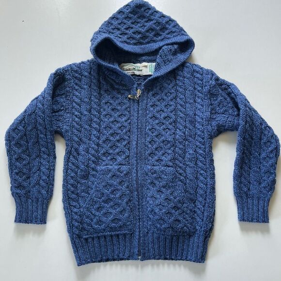Aran Crafts Kids Merino Hooded Aran Zip Cardigan 6-7 Y - Picture 5 of 11